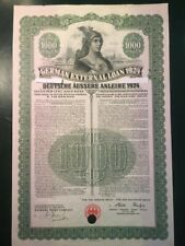 Titolo storico governativo 1924 Germania con certificato scripopass