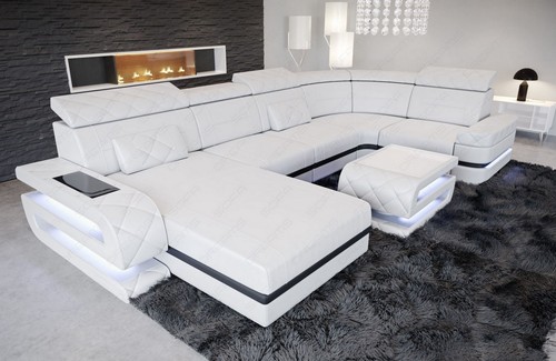 Divano pelle salotto pouf - divano,