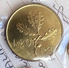 REPUBBLICA ITALIANA 20 LIRE 1968 PERIZIATA FIOR DI CONIO