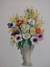 Colantuoni Luigi Serigrafia  Fiori vaso arte figurativa quadro Natura Margherite