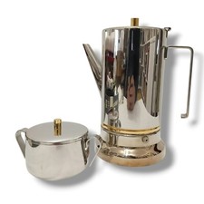 Caffettiera Art Deco moka 4/6 tazze made in Italy design acciaio oro vintage C1