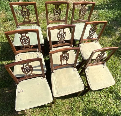 Set sedie legno noce epoca - 9,