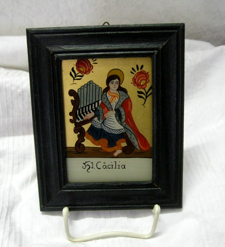Quadro sacro dipinto vetro - su,