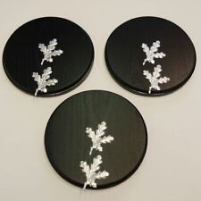 3 Keilerschilder Cinghiale Scudo Trofeo Rotondo Scuro Af 17cm + 6 X Foglie di