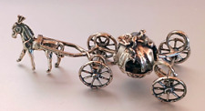 Antica carrozza zucca in argento 800 Disney Cenerentola disegno cavalli miniatura