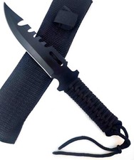 Coltellino a Lama Fissa Full Tang con Manico in Corda da Caccia Pesca Campeggio