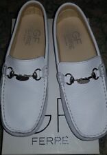 GF FERRE scarpe pelle bambino mocassini bianchi cerimonia tg 35