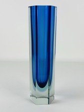 Vetro Di Murano Vaso Sfaccettato Esagonale Sommerso A 3 Colori Design 1960