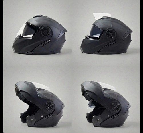 Casco moto modulare nero - moto, opaco