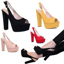 SCARPE DONNA Decollete Scamosciate spuntate TACCO ALTO 14cm Sandali Plateau B84