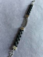 bracciale argento 925 e caucciu' intrecciato chiusura moschettone