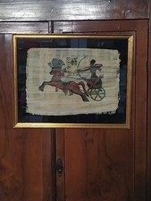 Egitto "Tutankhamon che cavalca in battaglia-Dipinto a mano-autentico papiro 