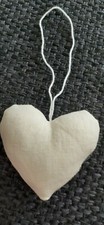 Cuore shabby chic tessuto lino panna cm 6 decorazione da appendere
