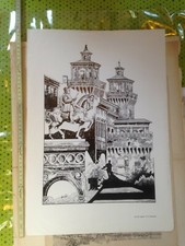 Litografia Castello di Ferrara Borso D'Este RARA cm. 25 x 40 circa