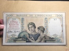 Banconota 500 Piastre Pick#57 1939 Francia Indocina Vintage Rara_Negozio LDP.