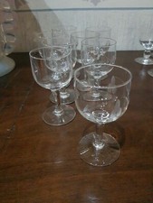 7 Bicchieri vetro cristallo Molato inciso Calici Flute liquore vino  stelo