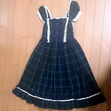 Gonna maglione Baby The Stars verde brillante a quadri gotica Lolita gonna a nastro