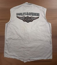 Harley Davidson Cut Off Gilet Sfilacciato Ricamato Motociclista Bottoni XL