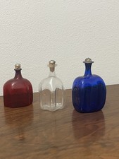 ? 3 Bottigliette Colorate Vetro Soffiato