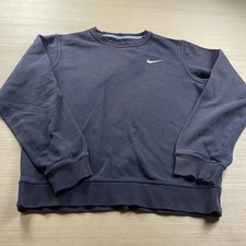 Vintage Y2K Nike Sweatshirt Navy Blue S Faded Embroidered Mini Swoosh