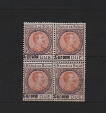 REGNO**  MARCA DA BOLLO  QUARTINA SOPRASTAMPATA IN CORONE