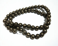 1filo/63pz perline pietre dure Pirite naturale tondo liscio 6mm bijoux 