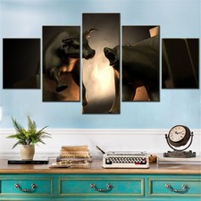 Poster su tela 5 pezzi mercato orso toro commercio motivazionale arte da parete decorazione camera