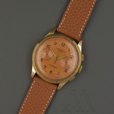 CHRONOGRAPHE SUISSE cronografo vintage 18k carica manuale oro rosa 37mm salmone
