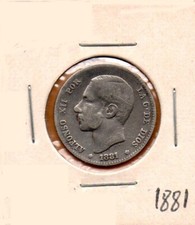 Moneta Spagna 1 Peseta 1881 Re