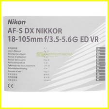 Manuale per Nikon AF-S DX Nikkor 18/105mm f3,5-5,6 G ED VR. istruzioni Italiano