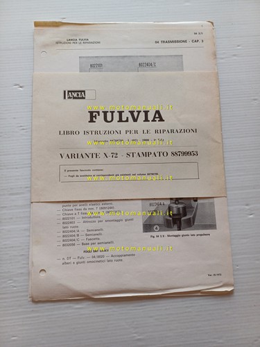 Lancia fulvia manuale officina - manuale,