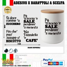 1 X ADESIVO X BARATTOLI SALE,ZUCCHERO,CAFFE' E BISCOTTO-CONTENITORI CUCINA CELTA