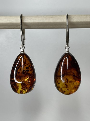 Orecchini goccia ambra baltica - orecchini,