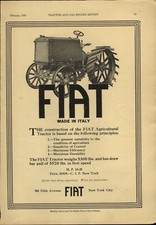 1919 CARTA PUBBLICITARIA Trattore Fiat d'epoca Made In Italy 18-25 CV $1835 