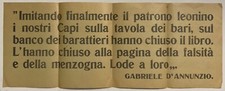 FIUME GABRIELE D’ANNUNZIO MANIFESTO “IMITANDO FINALMENTE IL PATRONO LEONINO…”