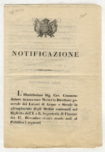 Notificazione capitoli - notificazione.,