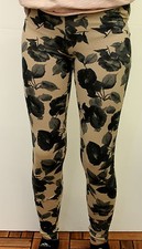 Leggings lungo da donna beige fantasia a fiori Deha cotone casual moda 