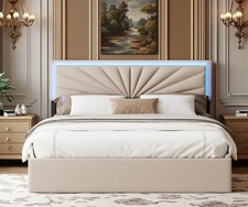 LETTO MATRIMONIALE LED RGB CON CASSETTIERE 160X200