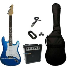 Kit Chitarra Elettrica Strato SMT set Blu Ampli 20w/15w rms e  Accessori