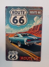 Route 66 - Insegna retrò in metallo American Muscle Car