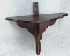 Mensola da parete vittoriana in legno ornato, applique candela intagliata, statua chiesa