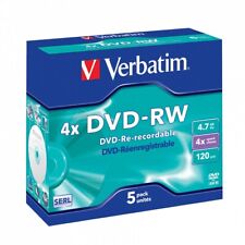 5 DVD-RW Verbatim RISCRIVIBILI Matt Silver AZO 4,7GB 4x 5 Pack Jewel Case 43285