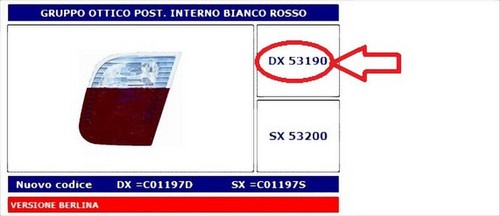 Fanale posteriore interno - posteriore,