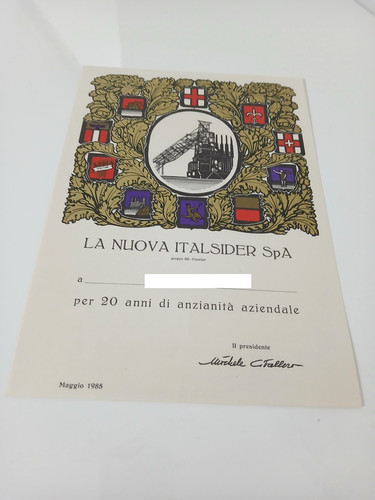 Attestato anzianità anni - 20,