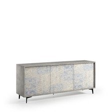 MADIA CON STRUTTURA CEMENTO E 3 ANTE BIANCO AZZURRE CON APERTURA PUSH 77X184X45 