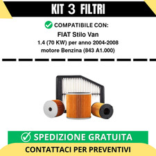 Kit 3 Filtri Tagliando per FIAT Stilo Van 1.4 70 kw Benzina 2004-2008