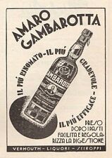 PUBBLICITA' 1934 GAMBAROTTA  LIQUORE AMARO SCIROPPI DRINK BAR SERRAVALLE SCRIVIA