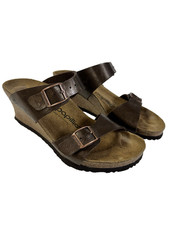 Sandali donna Papillio Birkenstock in pelle marrone con zeppa taglia 36 scarpe in sughero