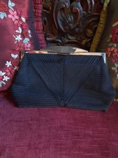 Borsetta pochette clutch anni '40 portaspicci/ trucchi in tessuto seta nero...