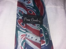 CRAVATTA UOMO NUOVA PURA SETA SILK SOIE TIE FANTASIA FIRMATA PIERRE CARDIN